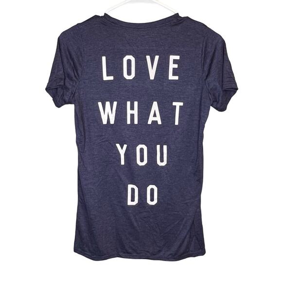 Do What You Love Love What You Do Short Sleeve Shirt Crew Neck Top XS Blue White - Picture 3 of 7